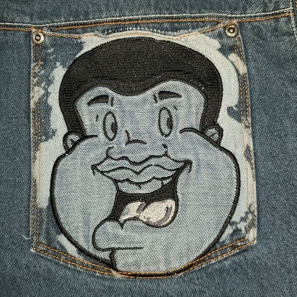 Platinum FUBU Fat Albert Denim Jeans Wide Leg Like Jnco Embroidered Pocket 34x34 - Picture 1 of 12